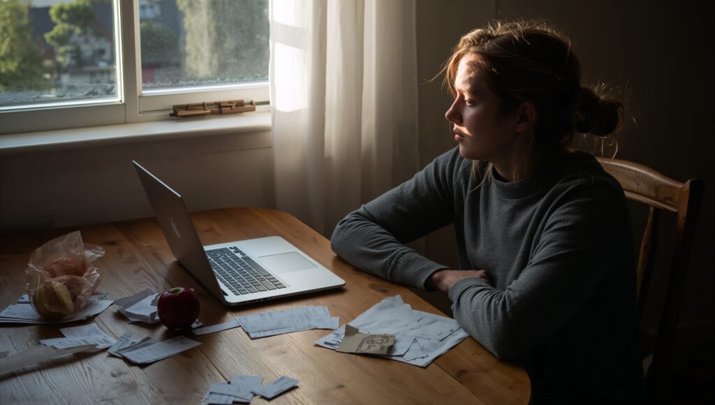 lucid origin a person sitting alone at a kitchen table with an 1