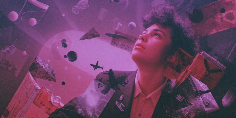 Illustration of a person contemplating unfulfilled potential, with floating symbols of music, writing, and art, representing the infinite possibilities of life and unrealized dreams.