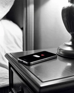 A glowing phone screen showing unread messages in the dark, representing a grief observed and the heavy silent grief of sudden loss.